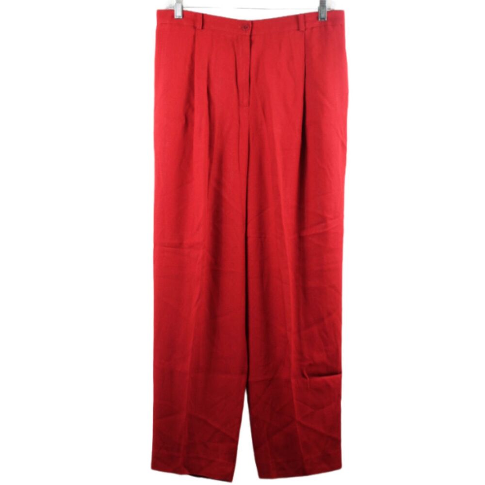 Tamotsu Red Women's Dress Pants Front Zip Button Closure 2 061